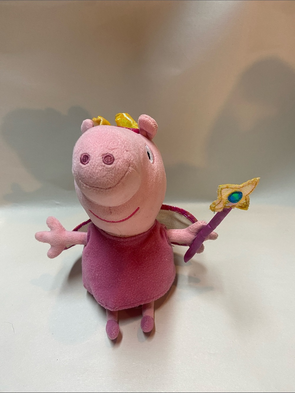 TY Peppa Pig Plush Fairy in Pink with Gold Crown and Wand